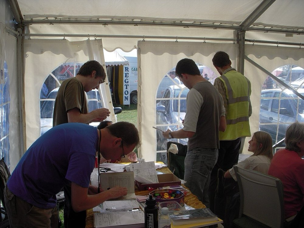 The finds recording tent at the West Hanney detecting rally